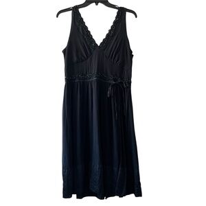 Y2K Jonathan Martin 100% Silk Black Midi Dress with Sequin Details size 14